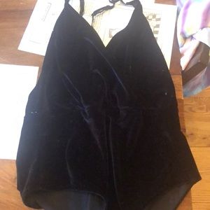 Velvet Wrap Black Halter Bodysuit